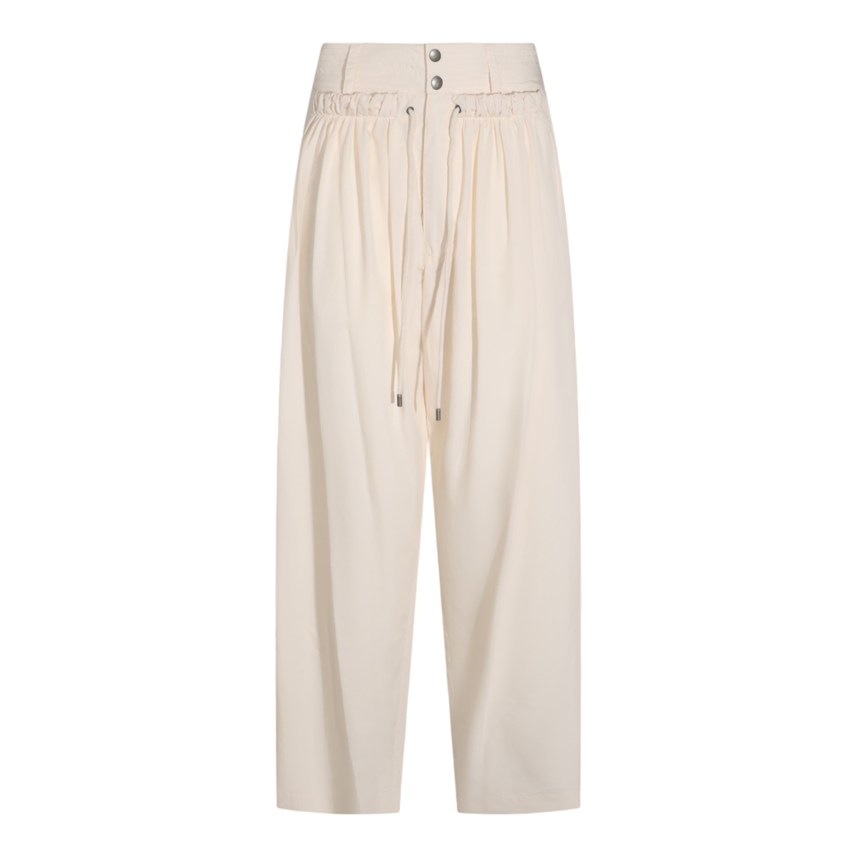 Isabel Marant High-Waisted Trousers with Gathered Detail and Metallic Accents Neutraal