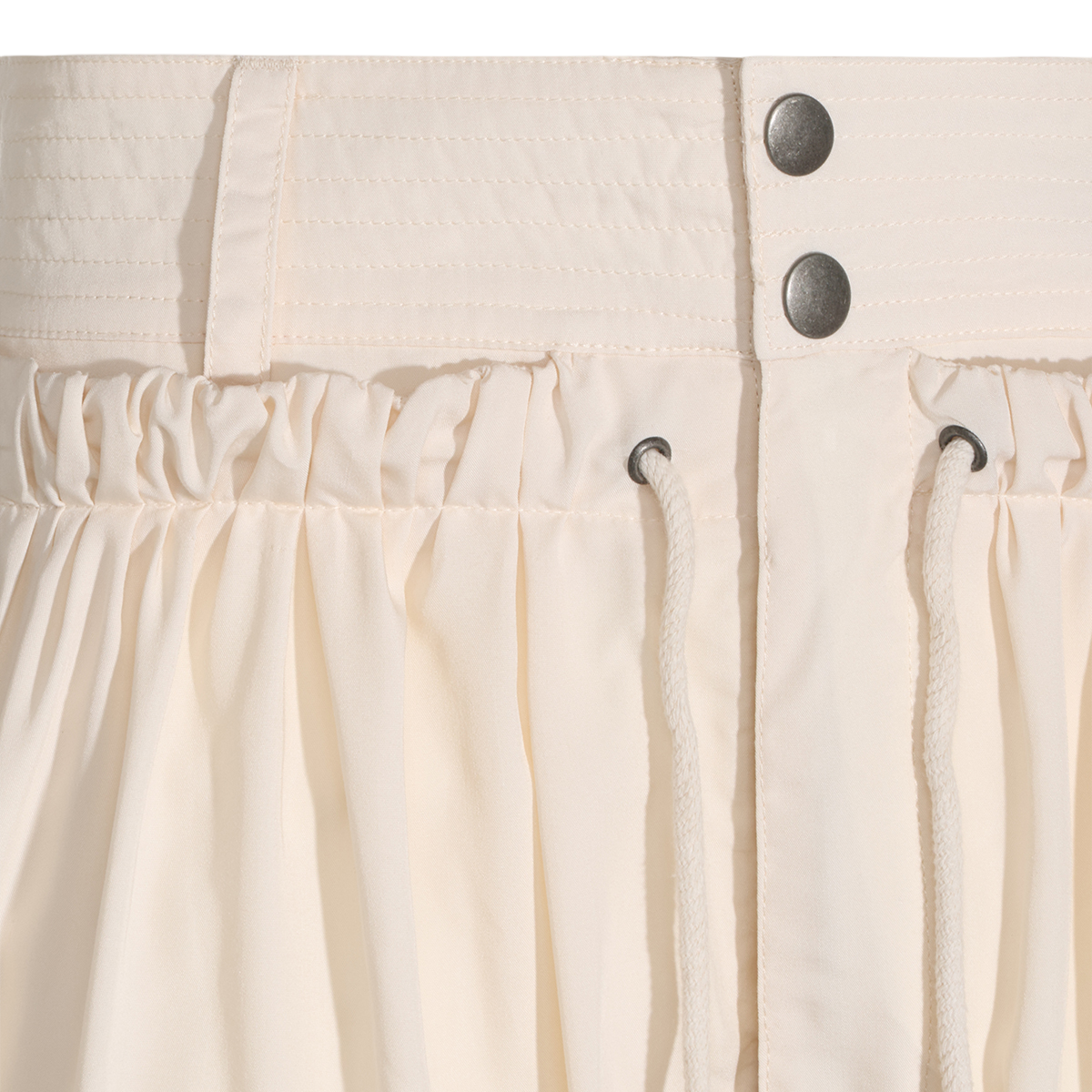 Isabel Marant High-Waisted Trousers with Gathered Detail and Metallic Accents Neutraal