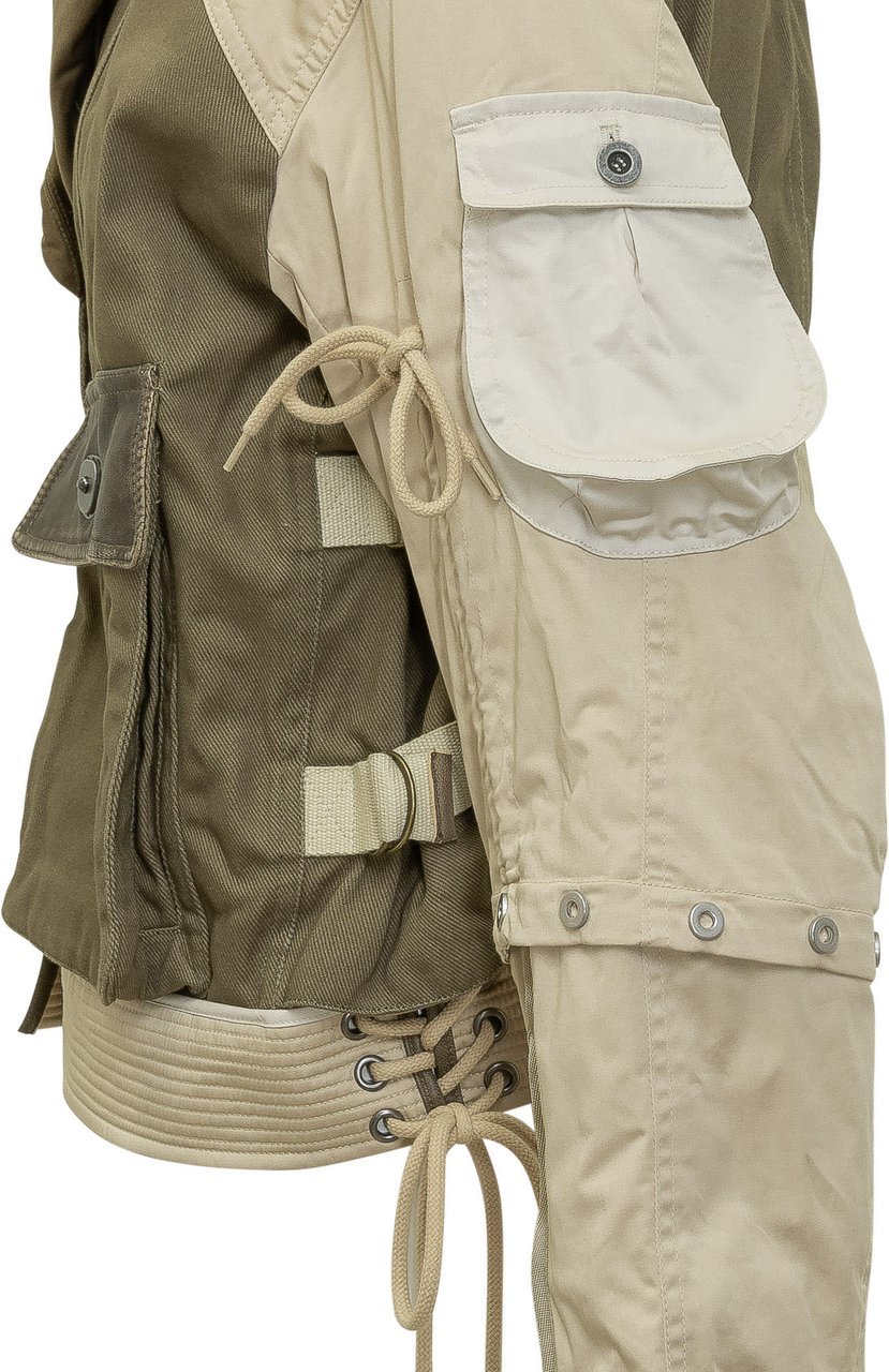 Isabel Marant Giacca Utility Corta Multitasche con Cinturini Donkergroen