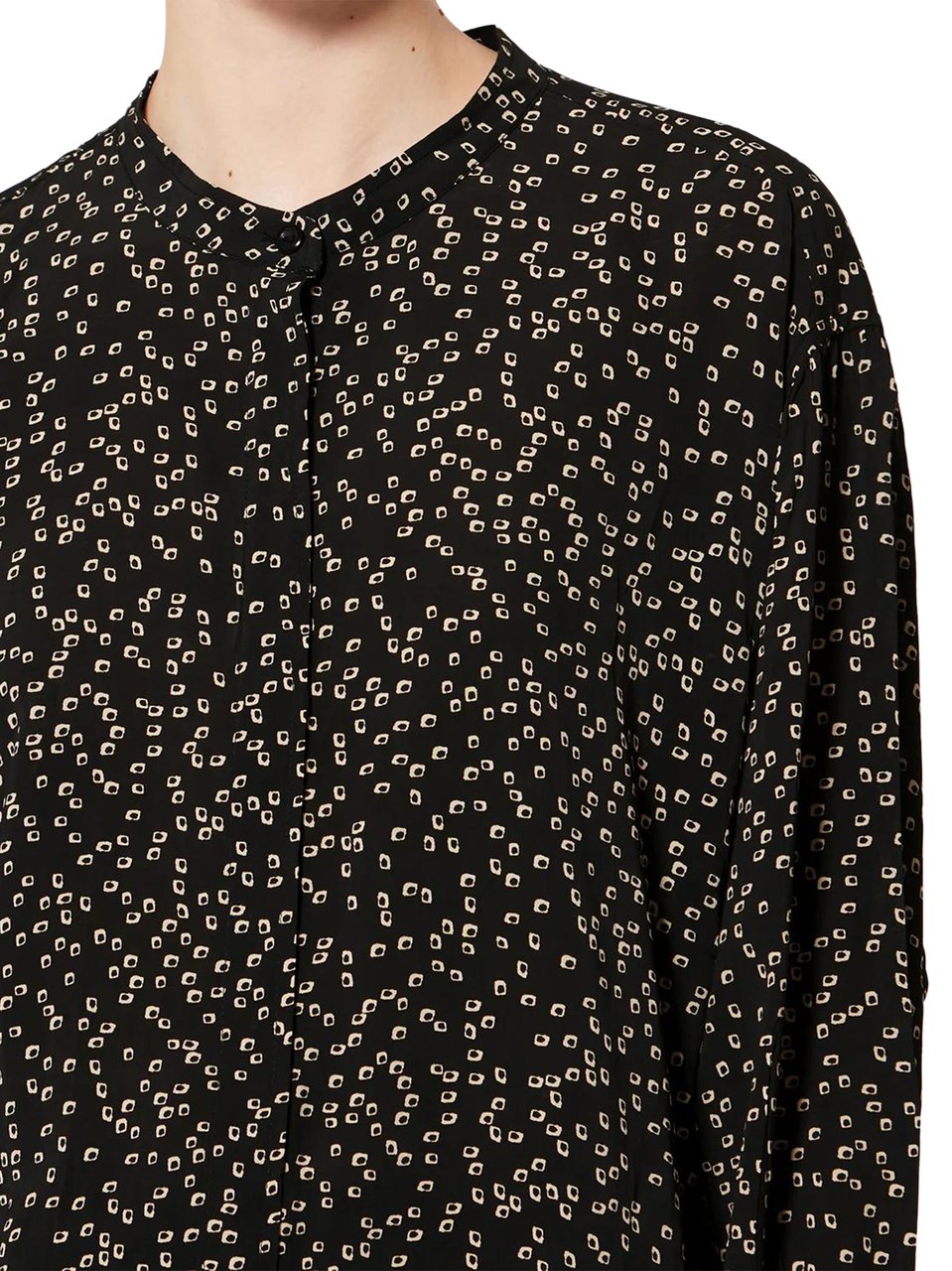 Isabel Marant Black Blouse with Scattered Square Dot Pattern Zwart
