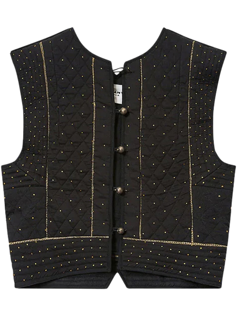 Isabel Marant Cropped Black Top with Quilted Texture Zwart