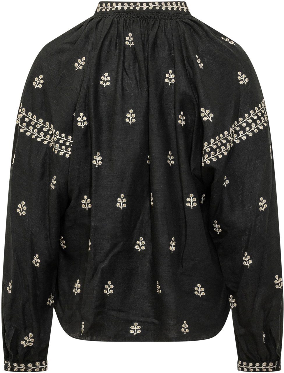 Isabel Marant Blusa con Ricamo e Collo Arricciato Zwart