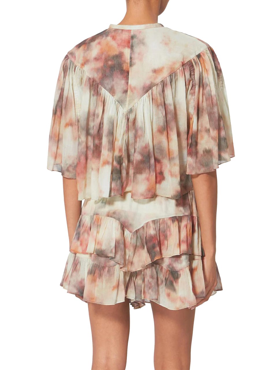 Isabel Marant Cropped Blouse with Flared Sleeves and Ruffle Details Neutraal