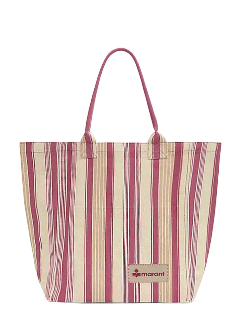 Isabel Marant Small Tote Bag with Vertical Stripes in Red Roze