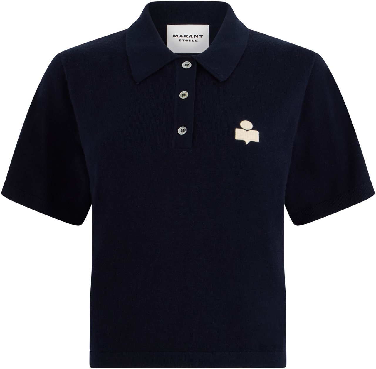 Isabel Marant Cotton and wool polo with logo Blauw