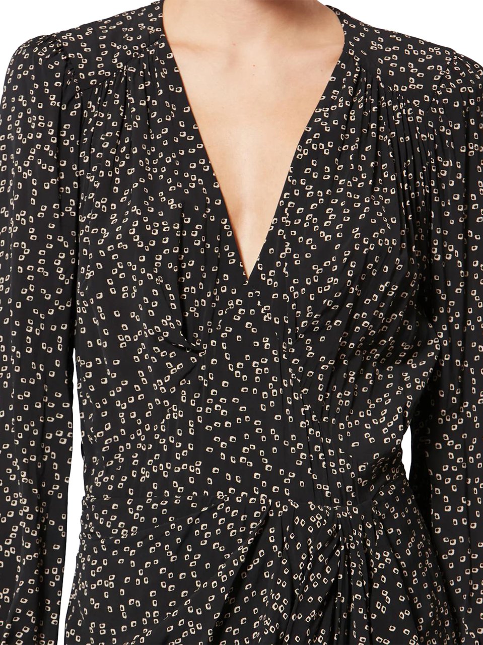 Isabel Marant Scattered Print Midi Dress with V-Neckline Zwart