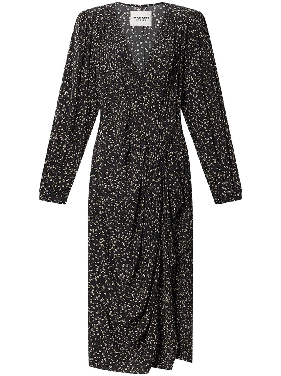 Isabel Marant Scattered Print Midi Dress with V-Neckline Zwart
