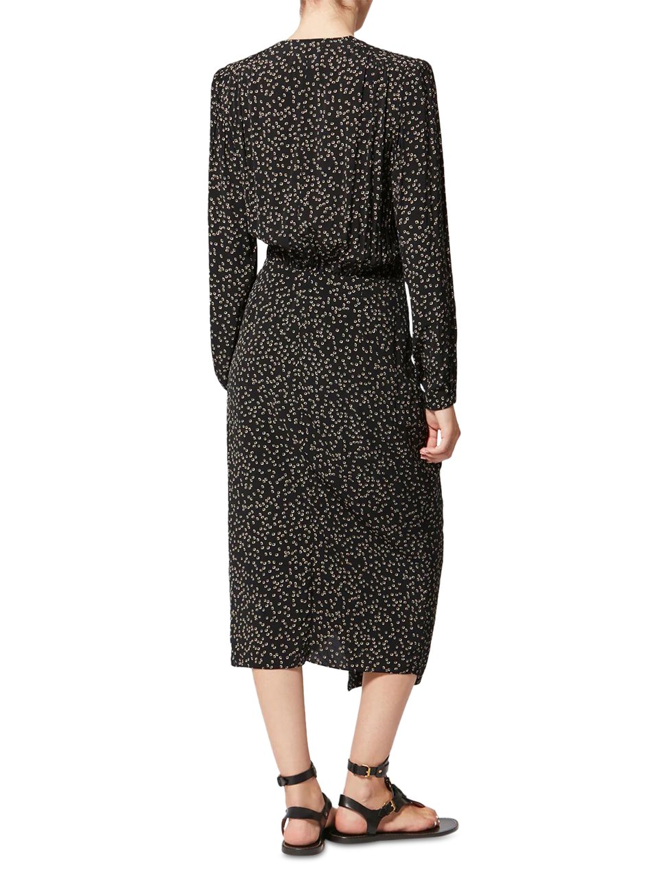 Isabel Marant Scattered Print Midi Dress with V-Neckline Zwart