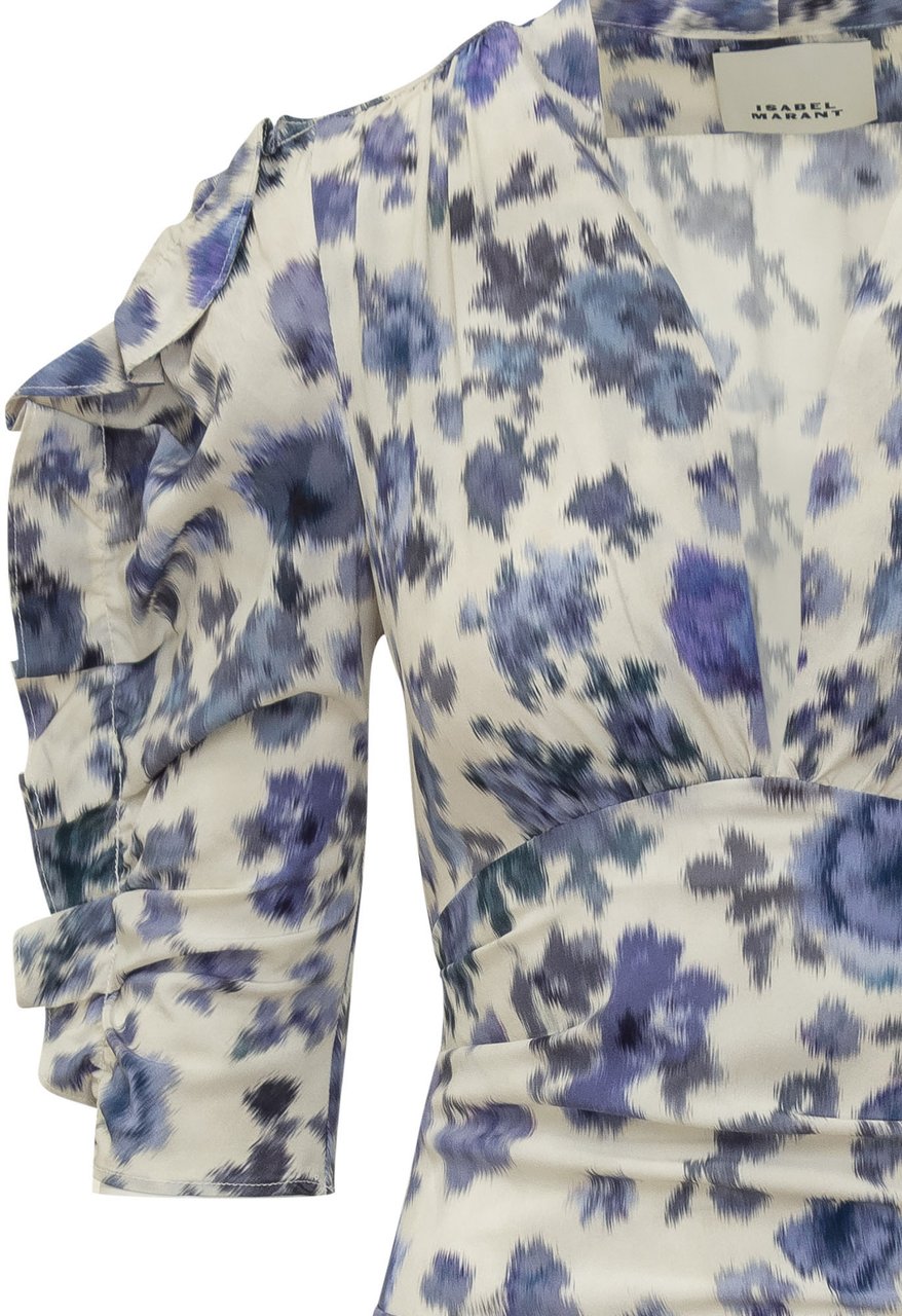 Isabel Marant Abito Doris Drappeggiato con Maniche Arricciate Wit