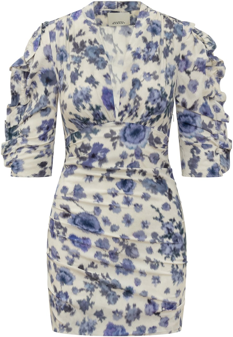 Isabel Marant Abito Doris Drappeggiato con Maniche Arricciate Wit
