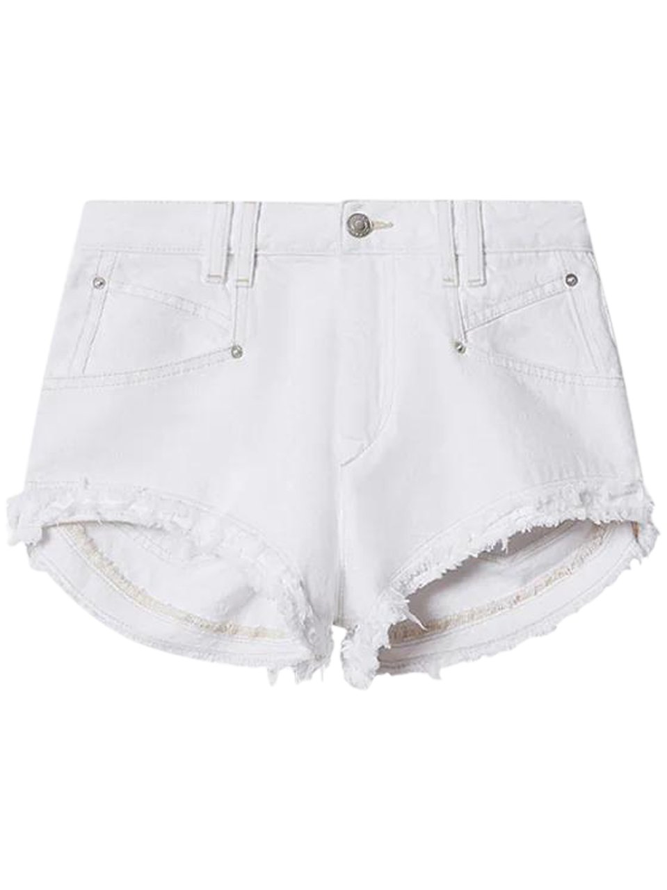 Isabel Marant High-Waisted Denim Shorts with Frayed Hemline Wit