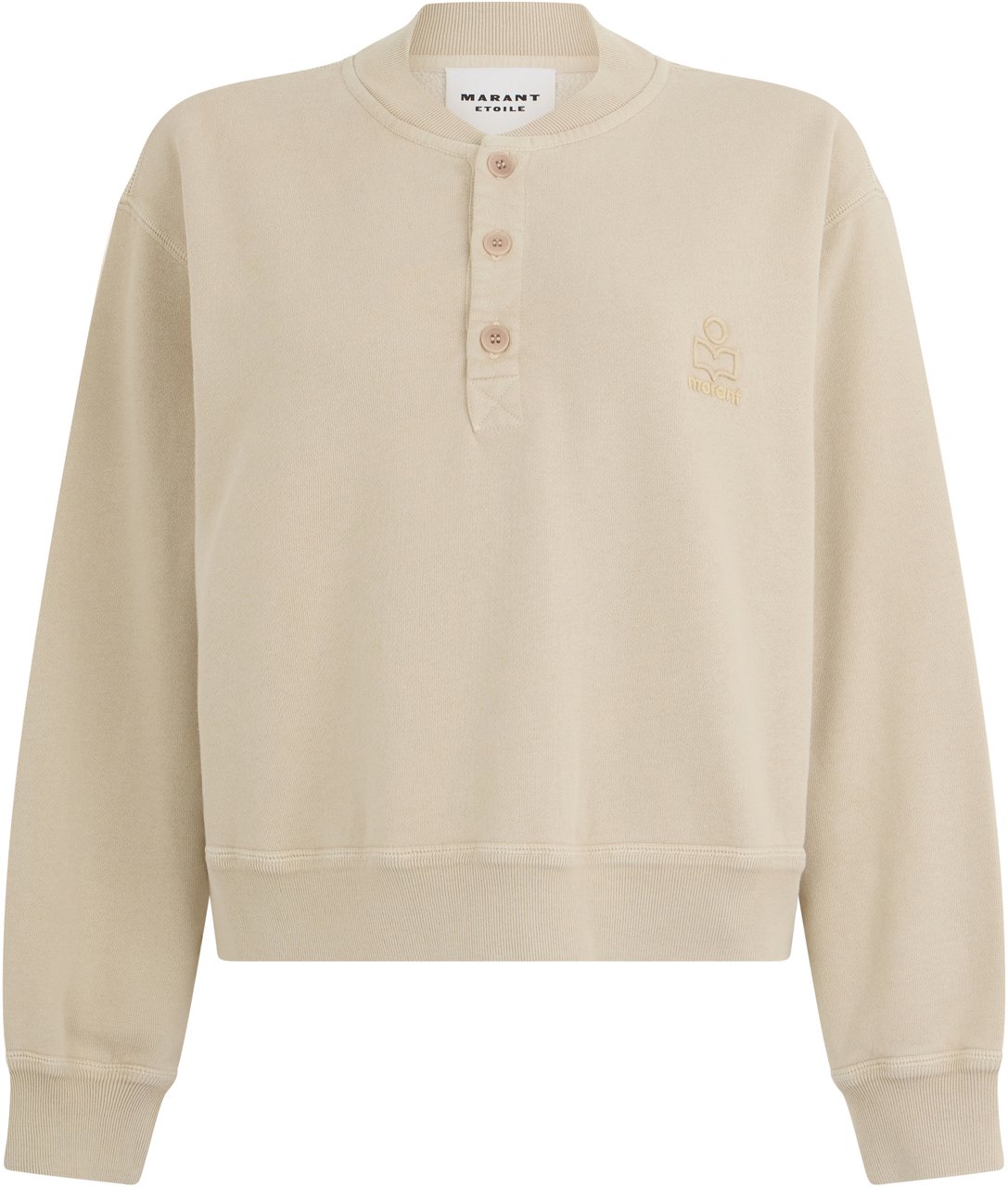 Isabel Marant Cotton sweatshirt with embroidery Beige