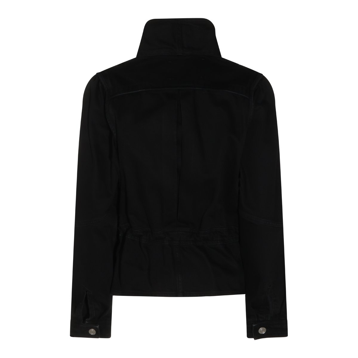 Isabel Marant Black Cotton Denim Jacket with High Collar Zwart