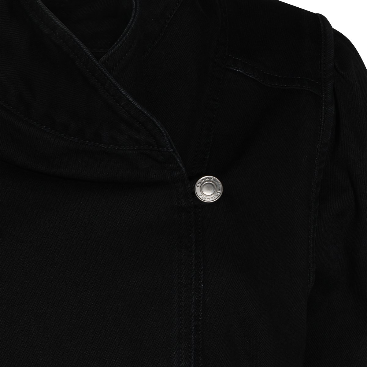 Isabel Marant Black Cotton Denim Jacket with High Collar Zwart