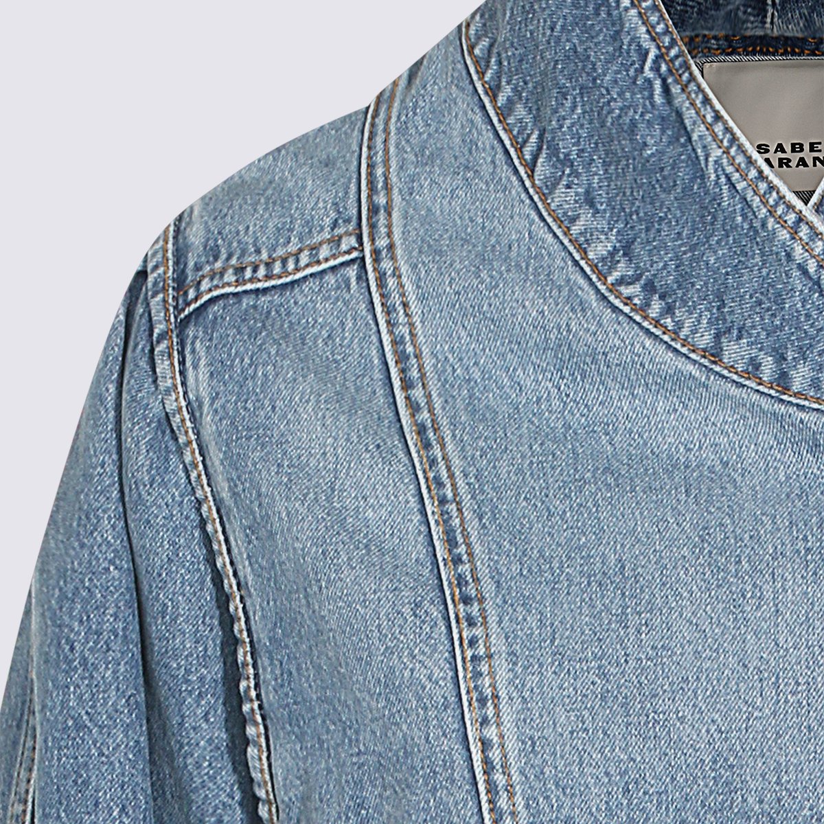 Isabel Marant Structured Denim Jacket with High Collar Blauw