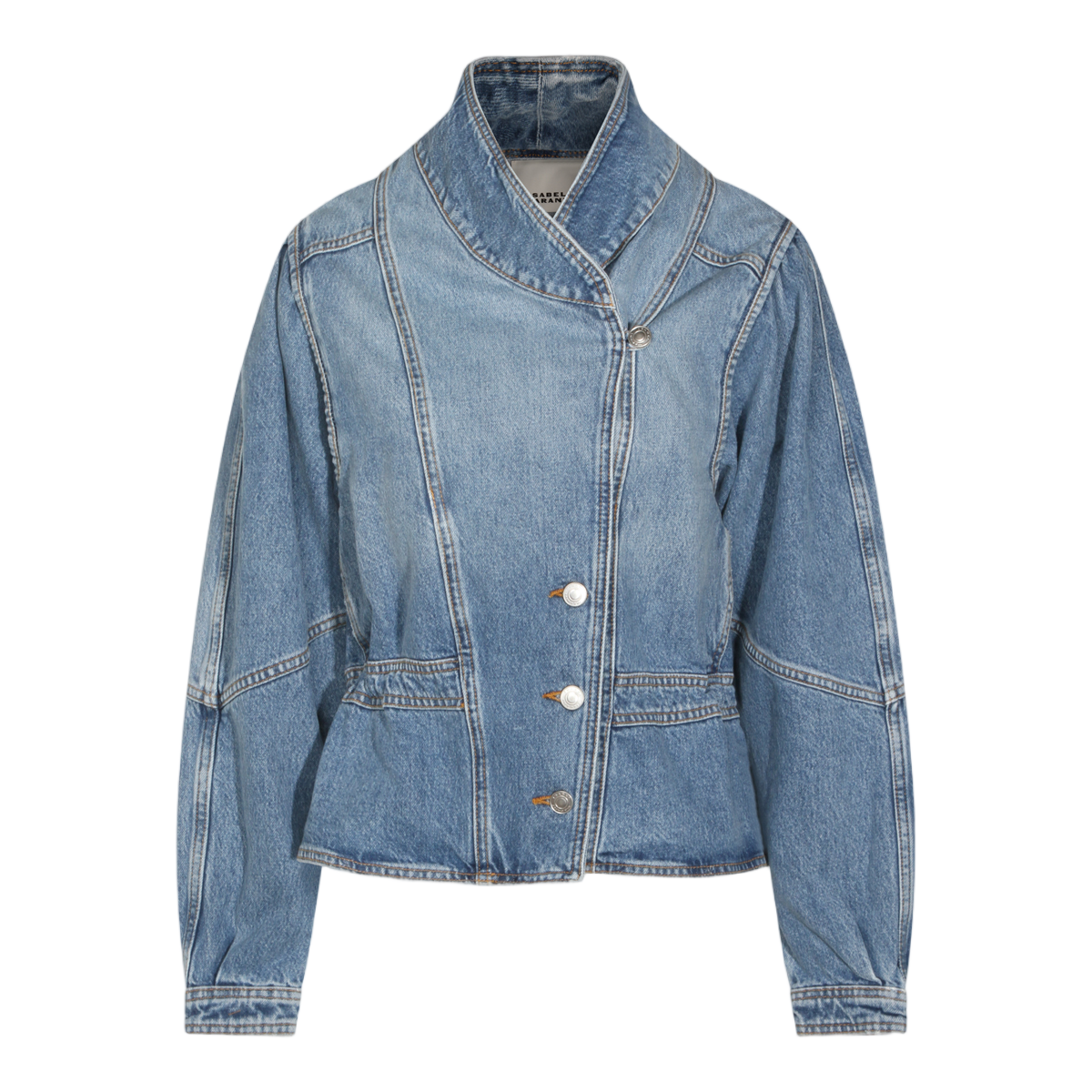 Isabel Marant Structured Denim Jacket with High Collar Blauw