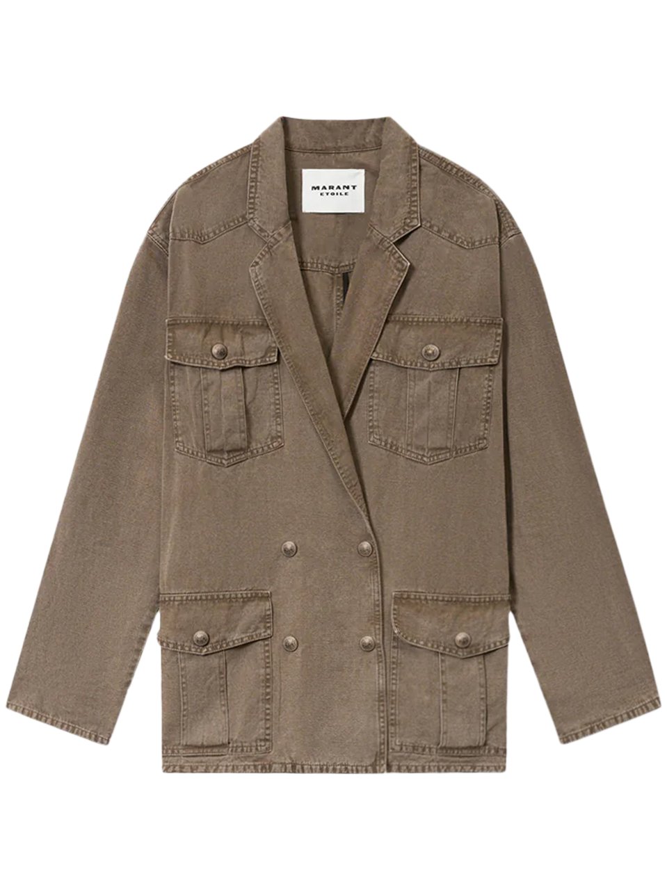Isabel Marant Double-Breasted Boxy Jacket with Notched Lapels Bruin
