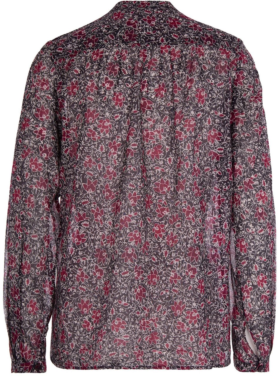 Isabel Marant Organic Cotton Voile Blouse with Floral Print Grijs