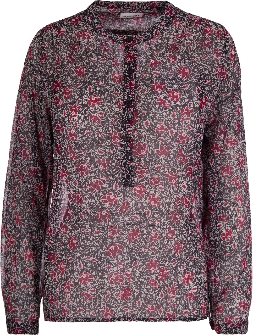 Isabel Marant Organic Cotton Voile Blouse with Floral Print Grijs