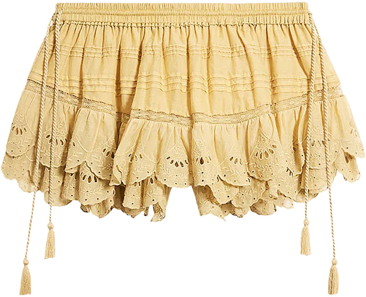 Isabel Marant Floral Lace Mini Skorts with Ruffled Edges Bruin