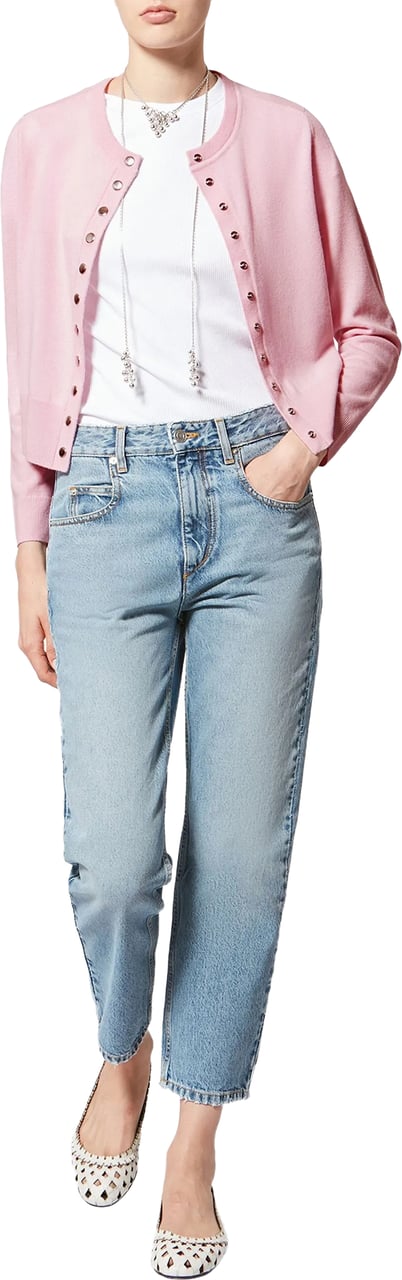 Isabel Marant Neutral Idesia Cropped Merino Cardigan Neutraal
