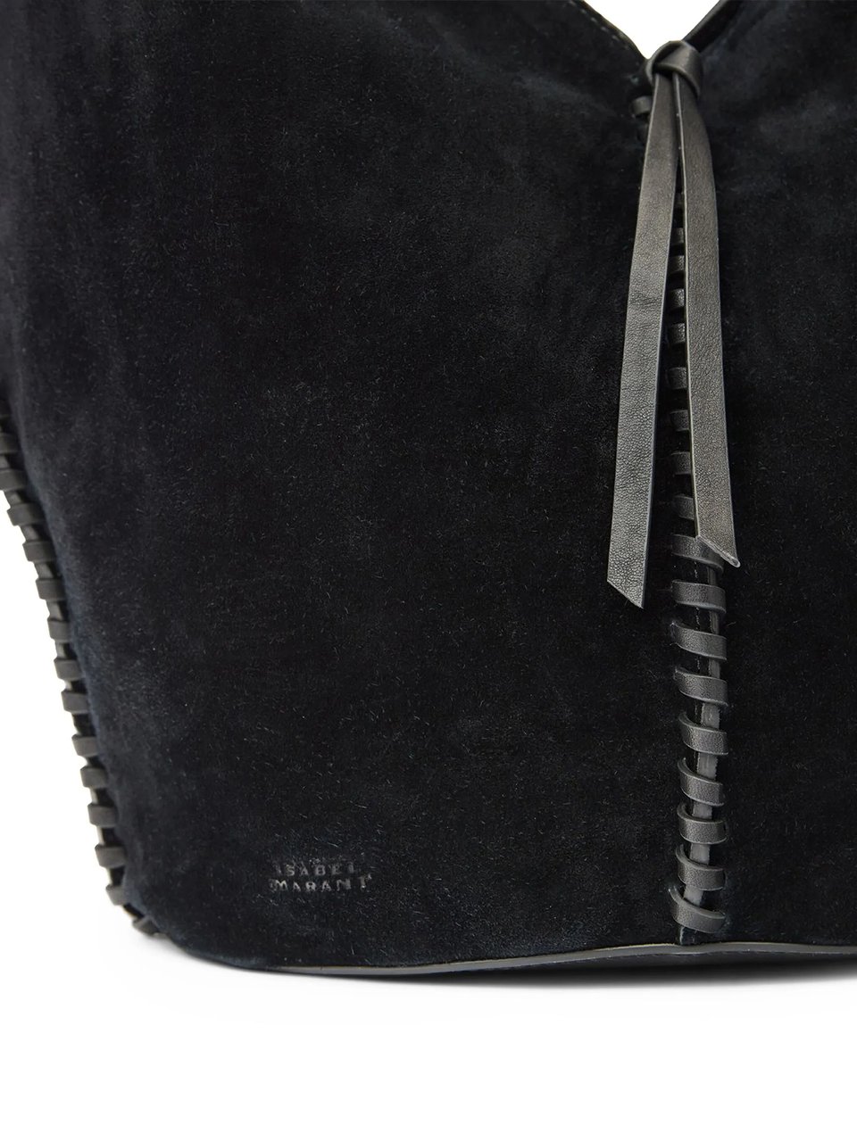 Isabel Marant Black Tampa Calf Velvet Shoulder Bag Zwart