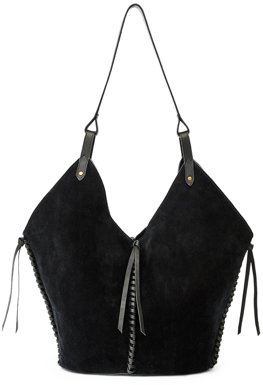 Isabel Marant Black Tampa Calf Velvet Shoulder Bag Zwart