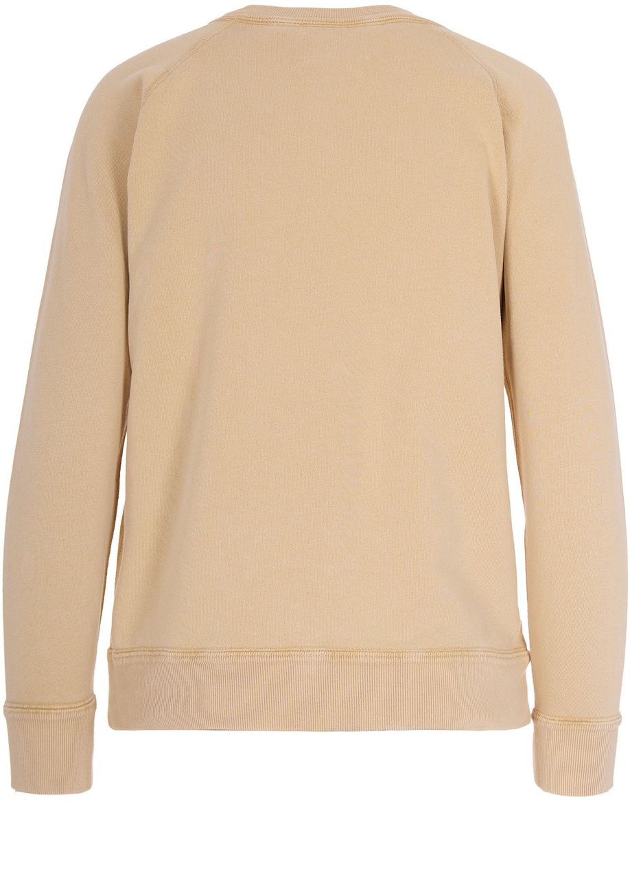 Isabel Marant Light Ochre Cotton Sweatshirt with Flocked Logo Neutraal