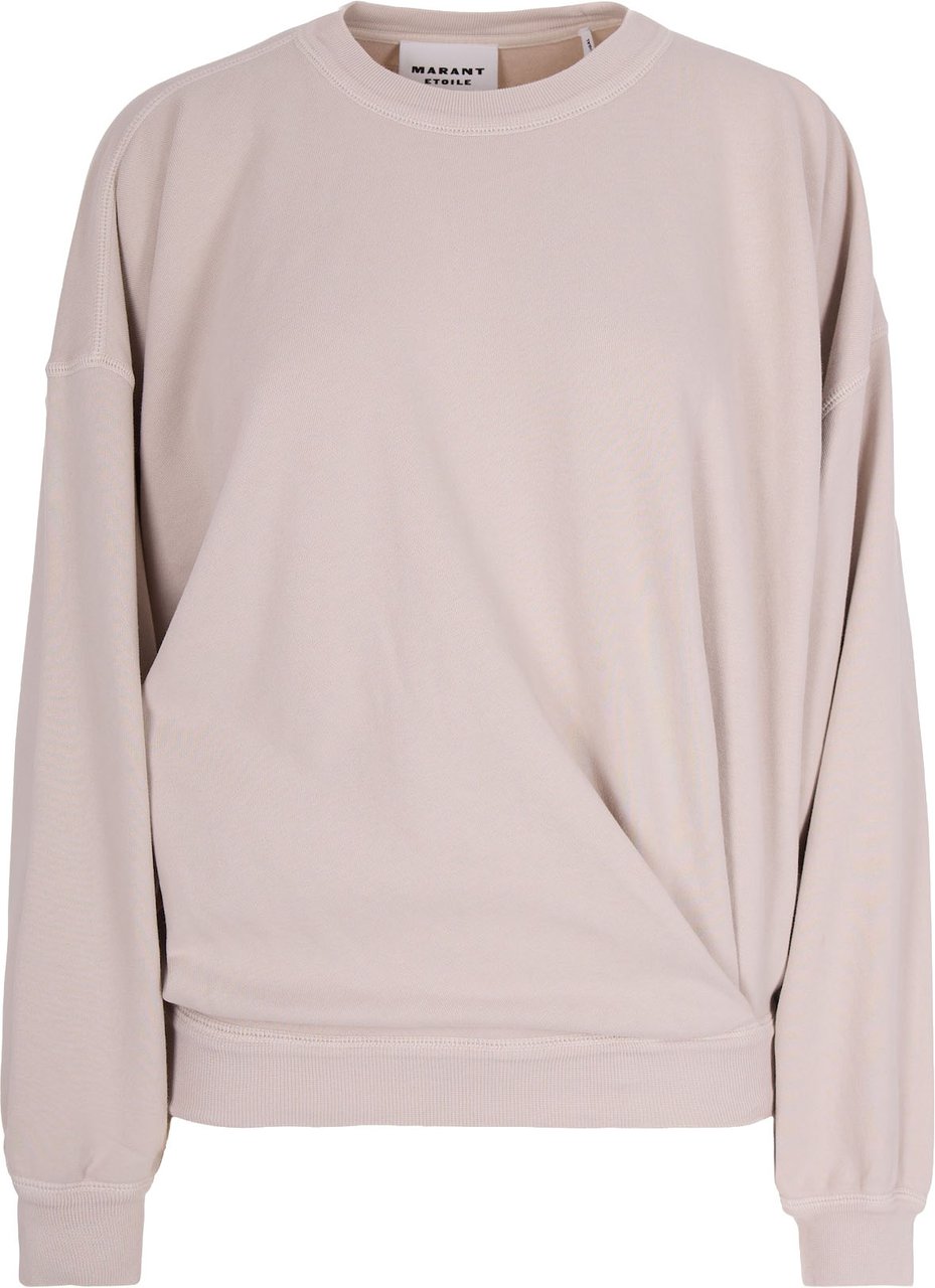 Isabel Marant Draped Cotton Sweatshirt with Pleated Detailing Grijs