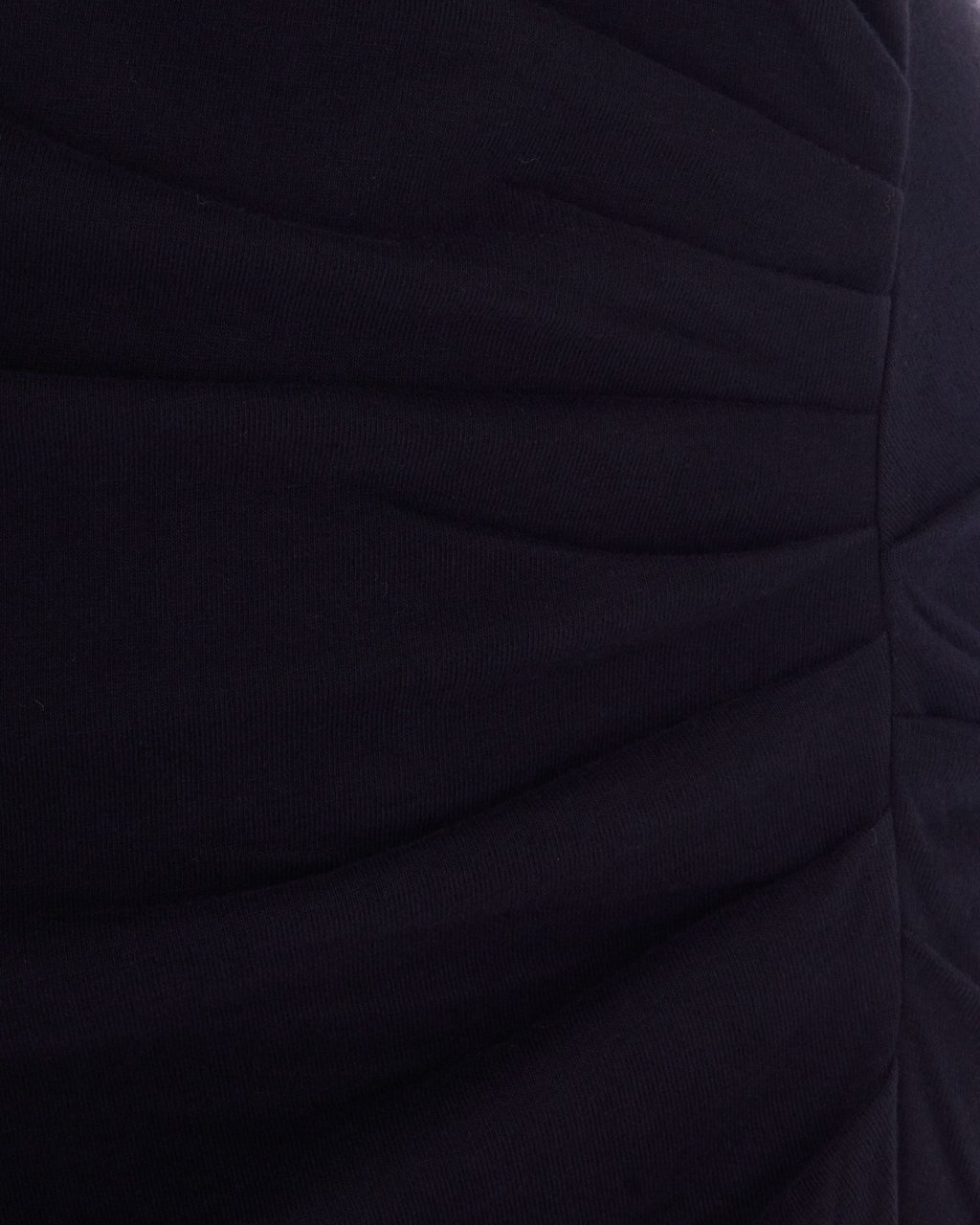 Isabel Marant Long Draped Black Jersey Dress with Structured Shoulders Zwart