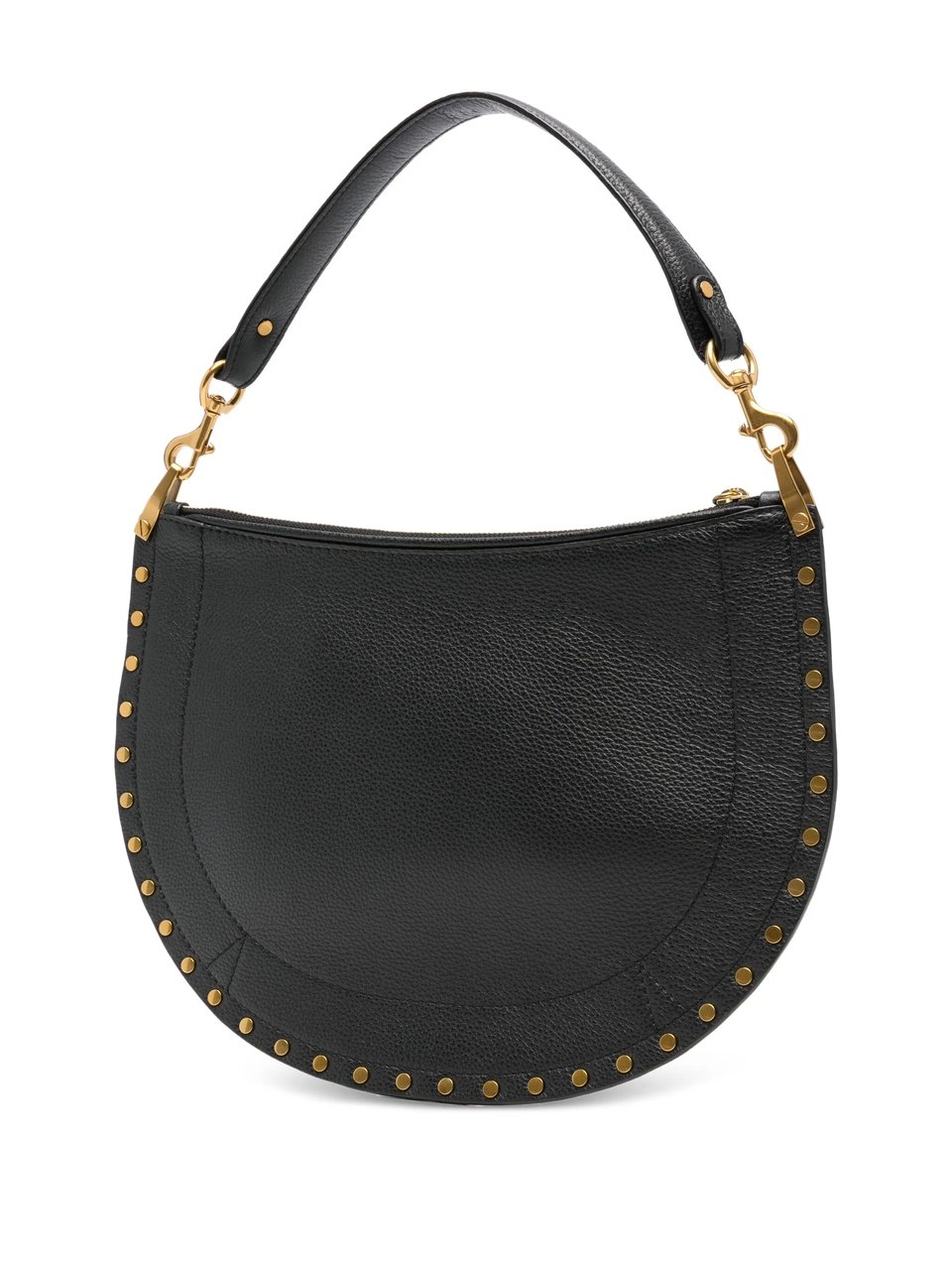 Isabel Marant Crescent-Shaped Soft Pebbled Leather Shoulder Bag With Gold-Tone Studs Zwart