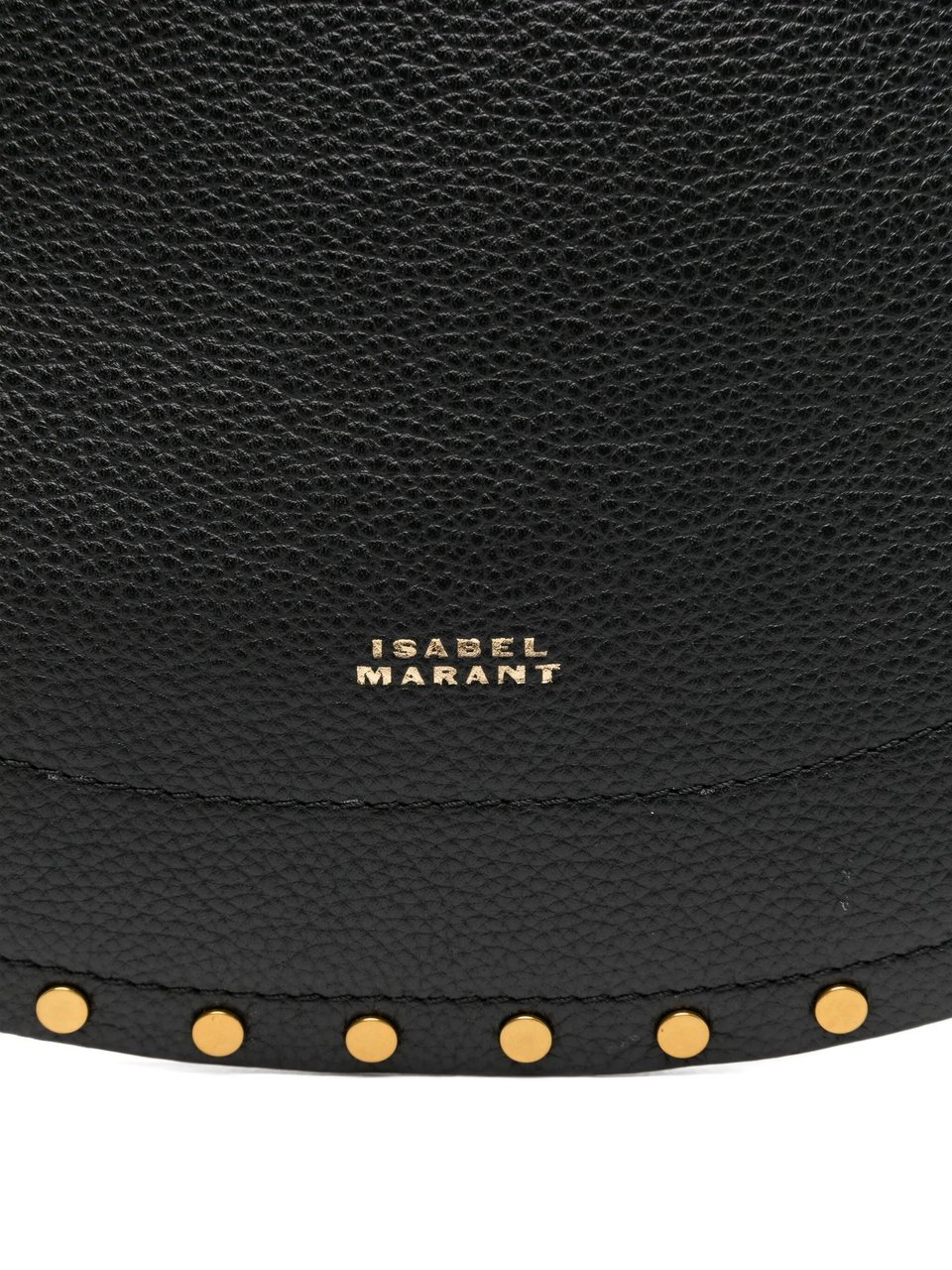 Isabel Marant Crescent-Shaped Soft Pebbled Leather Shoulder Bag With Gold-Tone Studs Zwart