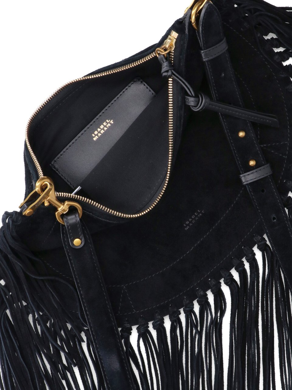 Isabel Marant Black Oskan Soft Suede Shoulder Bag Zwart