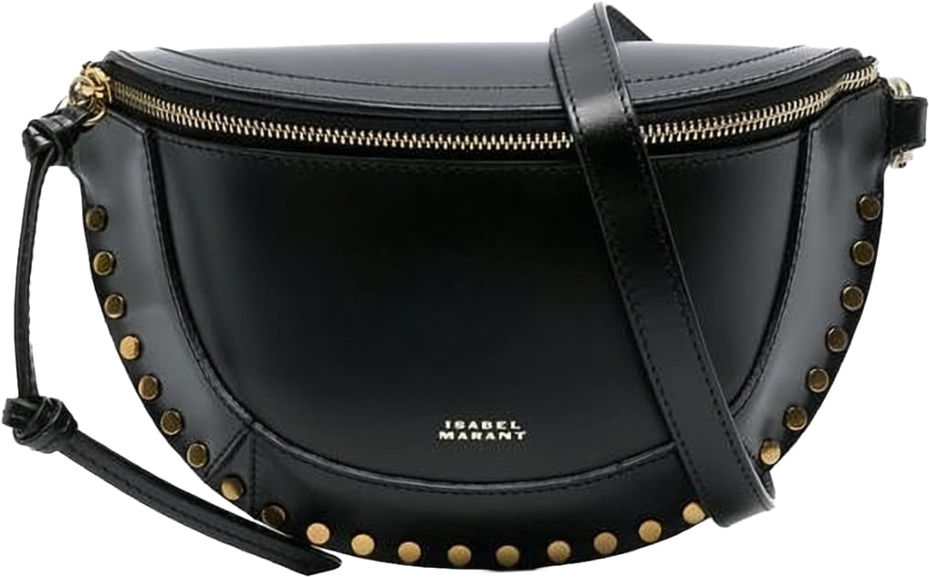 Isabel Marant Marsupio Skano Crescent Studded Leather Belt Bag Zwart