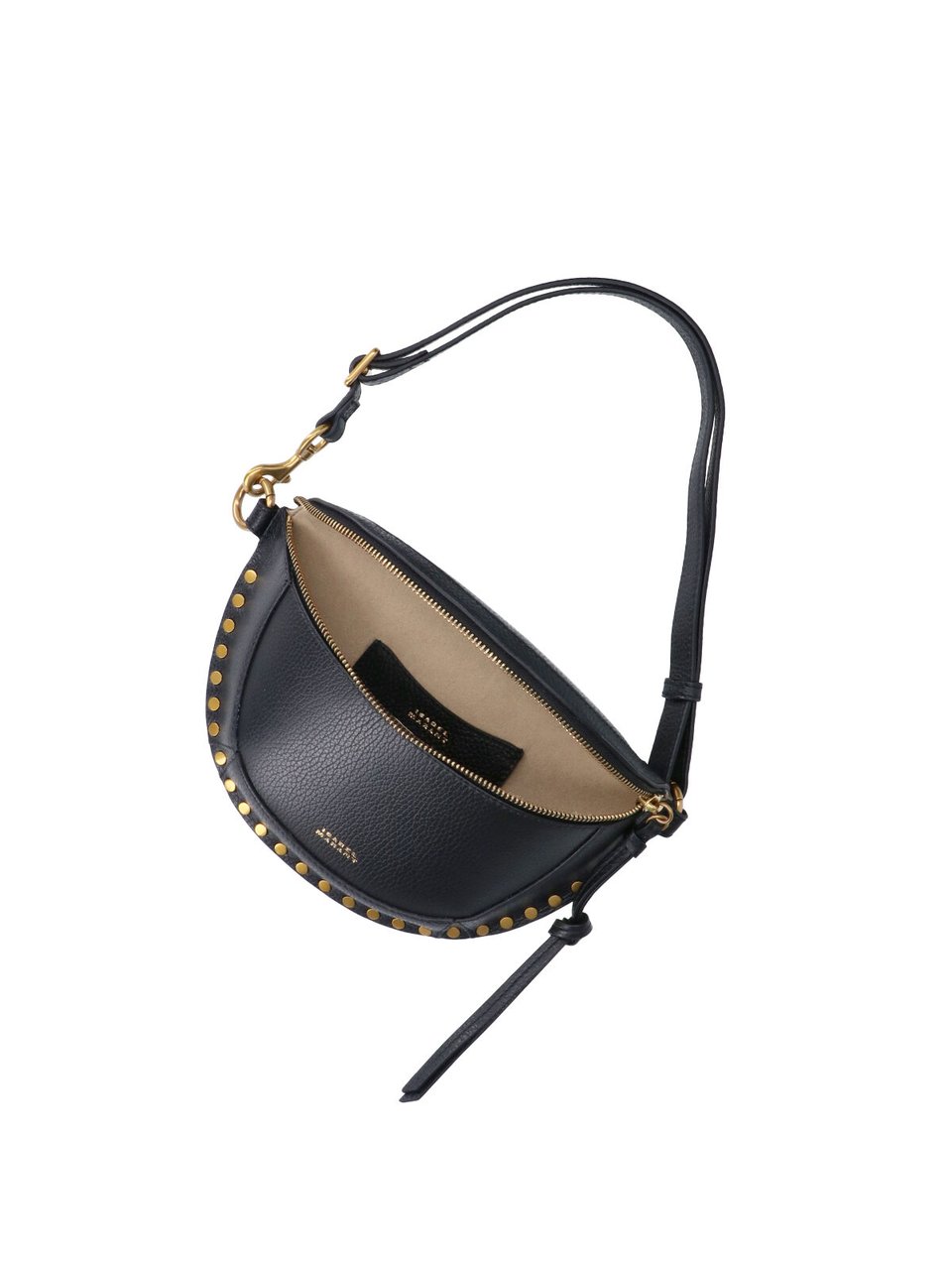 Isabel Marant Black Skano Studded Leather Belt Bag Zwart