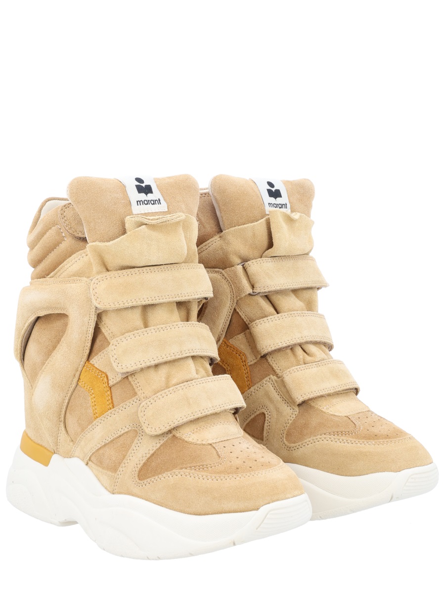 Isabel Marant Beige Balskee Triple Velcro Wedge Sneakers Bruin