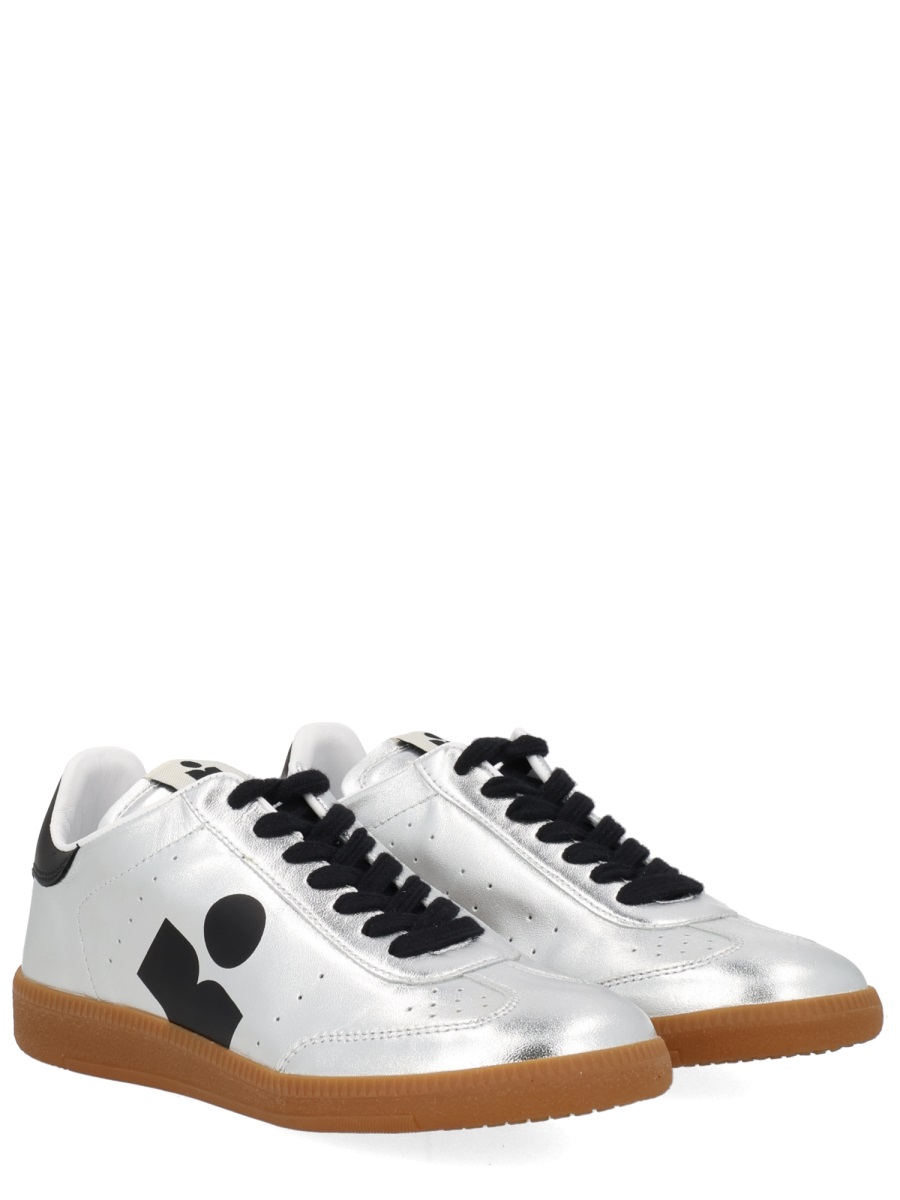 Isabel Marant Silver Kaycee Metallic Sheepskin Leather Sneakers Wit