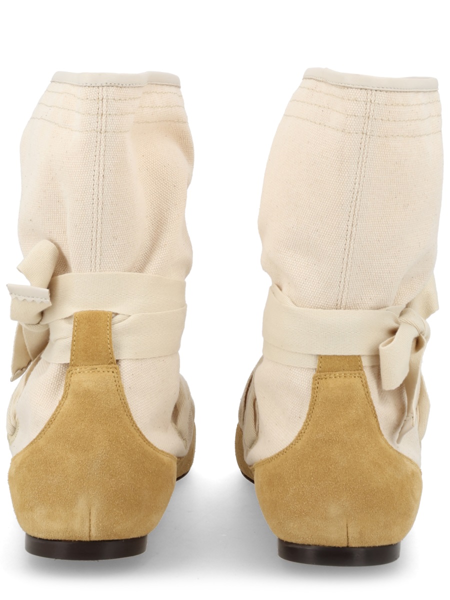 Isabel Marant Neutrals Letiz Slouchy Tie Cotton Boots Neutraal