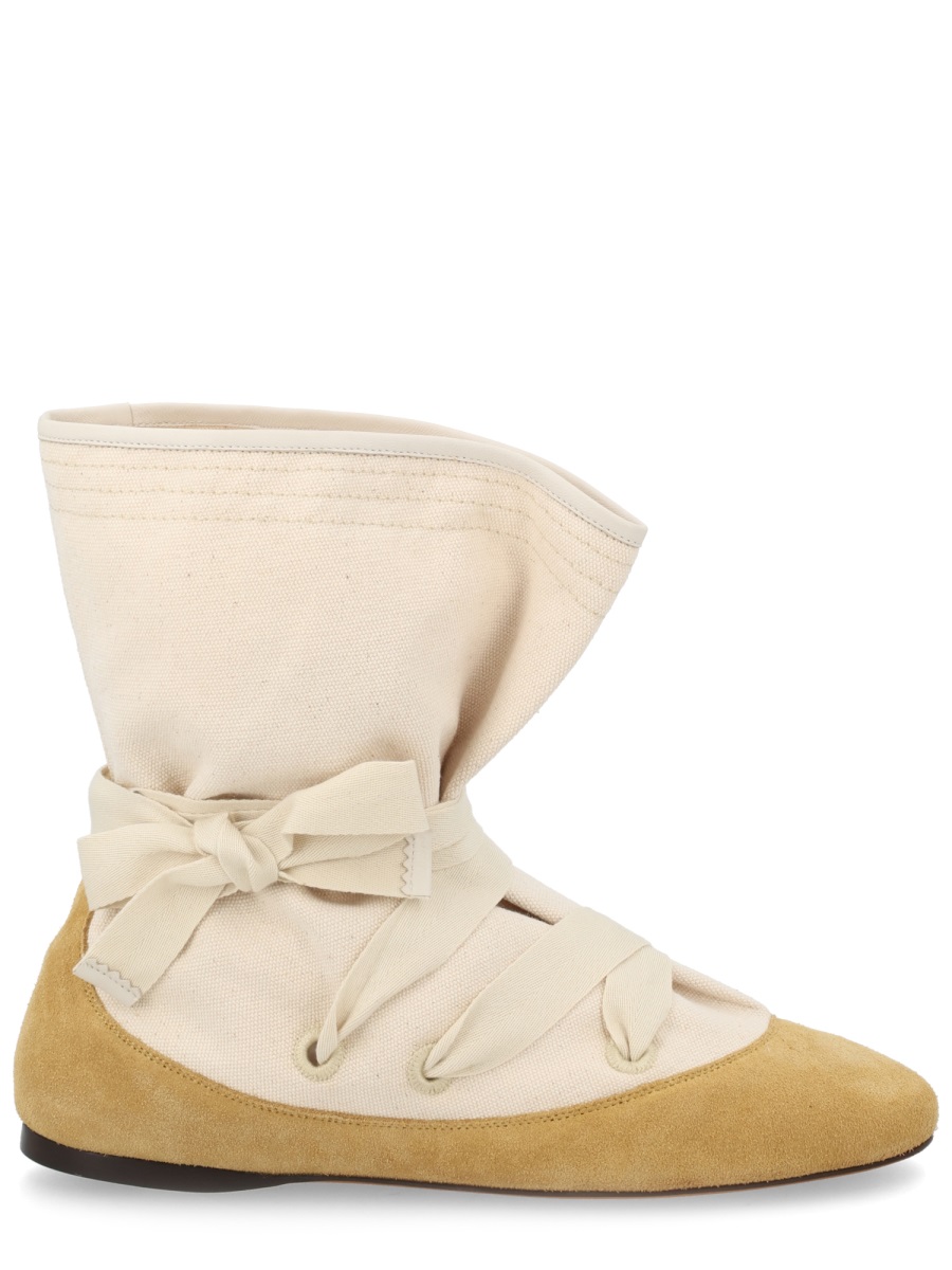 Isabel Marant Neutrals Letiz Slouchy Tie Cotton Boots Neutraal