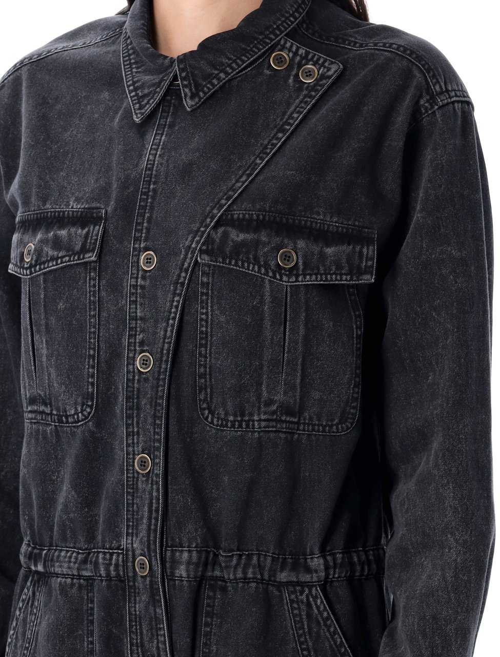 Isabel Marant Nadia Relaxed Denim Jumpsuit Zwart
