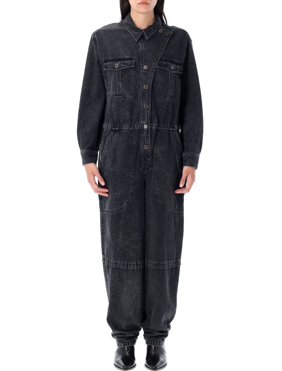 Isabel Marant Nadia Relaxed Denim Jumpsuit Zwart