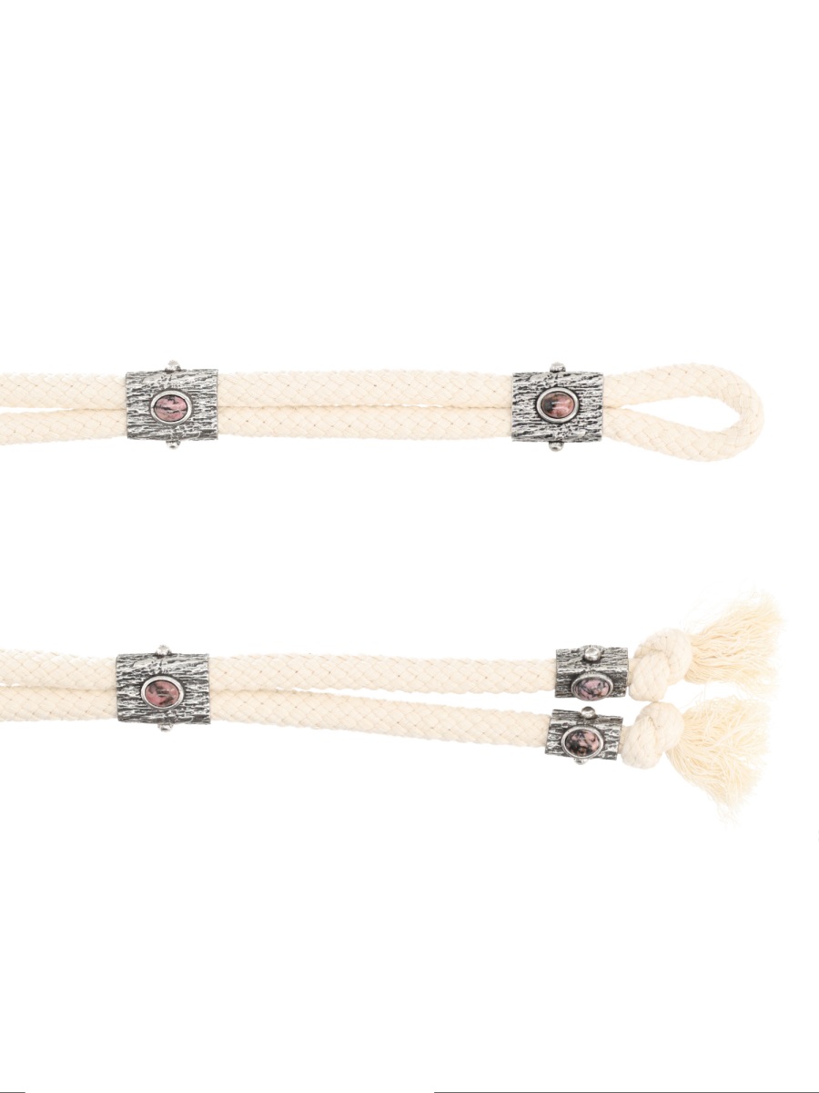 Isabel Marant Natural Braided Rope Stone Accents Belt Neutraal