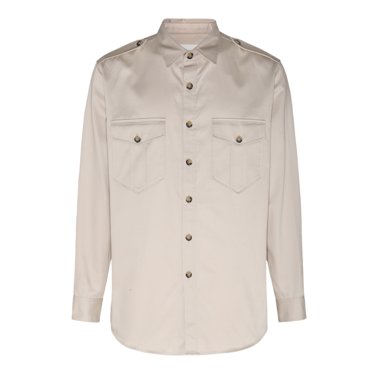 Isabel Marant Classic Button-Down Shirt with Epaulets and Embroidered Detail Neutraal