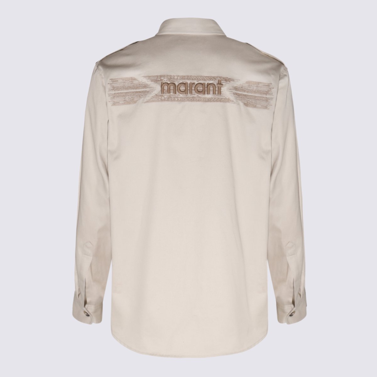 Isabel Marant Classic Button-Down Shirt with Epaulets and Embroidered Detail Neutraal