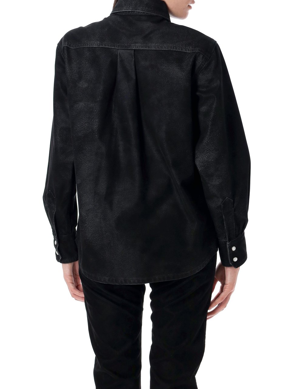 Isabel Marant Karima Eco Leather Classic Shirt Zwart