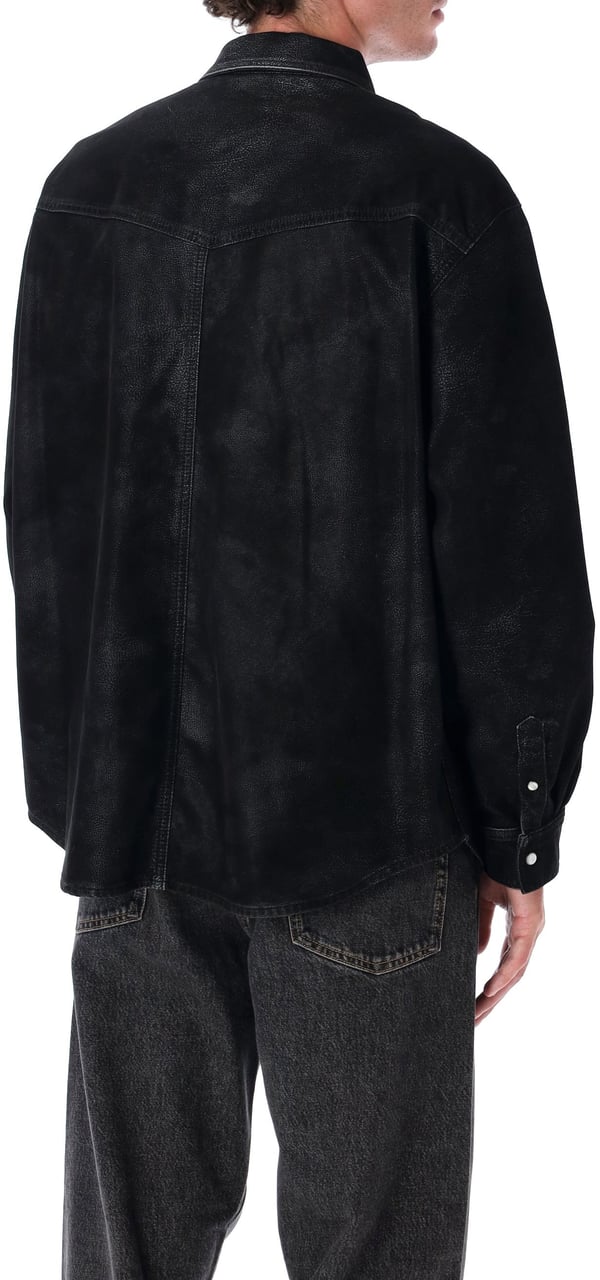 Isabel Marant Marant Kadrian Black Eco Leather Overshirt Zwart