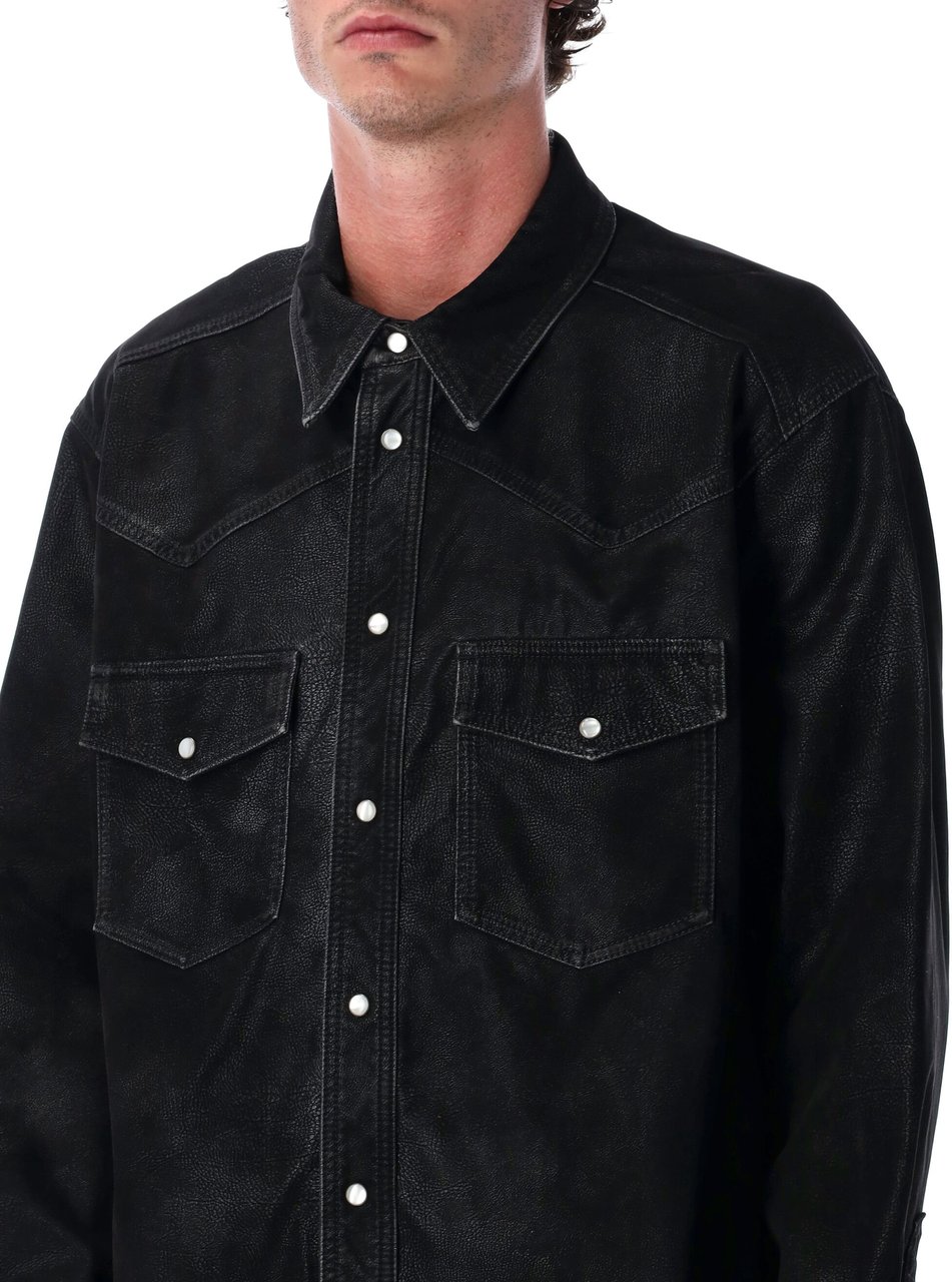 Isabel Marant Marant Kadrian Black Eco Leather Overshirt Zwart