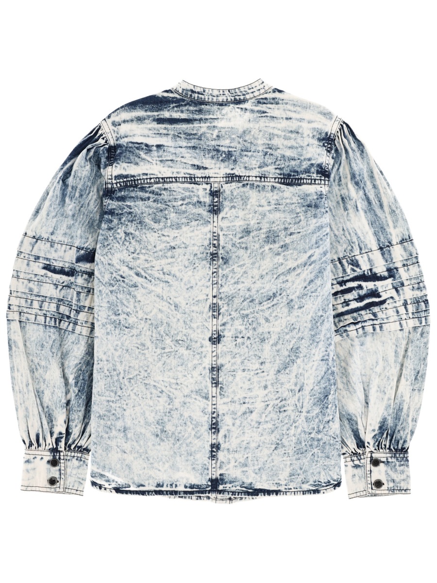 Isabel Marant Washed Denim Effect Cotton Shirt Wit
