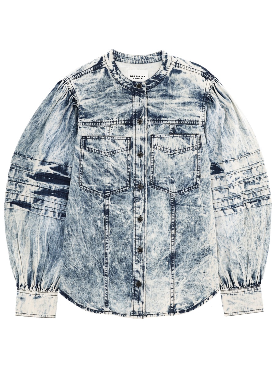 Isabel Marant Washed Denim Effect Cotton Shirt Wit