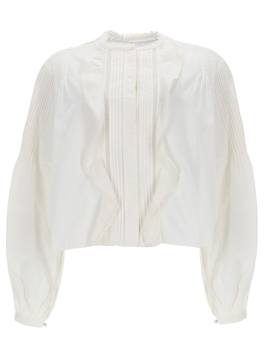 Isabel Marant Neutrals Cubraly Cropped Lace Insert Shirt Wit